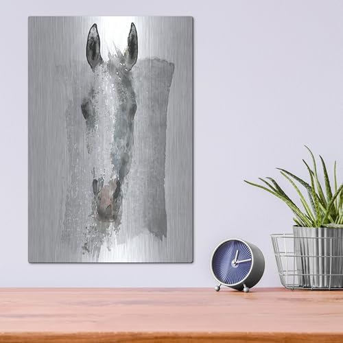 Watercolor Horse Portrait by Irena Orlov Metal Wall Art 12x16