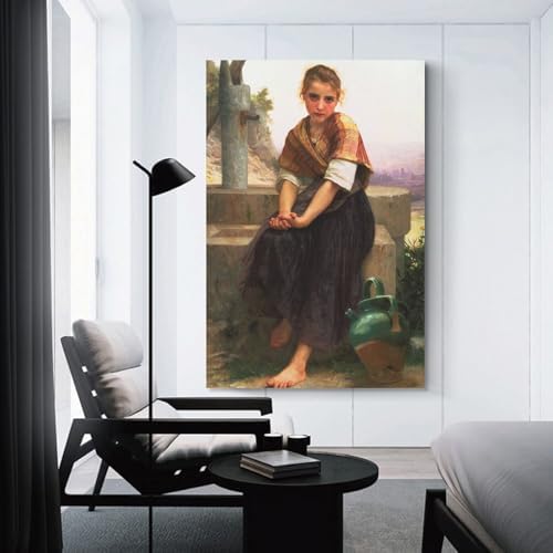 William Adolphe Bouguereau The Broken Pitcher Canvas Poster Wall Art 8x12 Inch