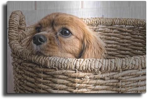 Puppy in a Laundry Basket Metal Wall Art 24x16