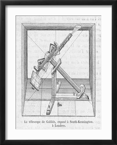Galileos Telescope Wall Art Print 16x20 Black Frame