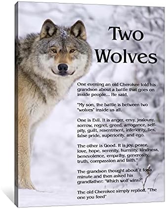 Wolf Wall Art Canvas Framed - Motivational Quotes Wolf Decor for Office and Bedroom