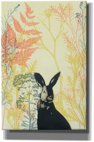 Wild Bunny in a Shiny Coral Garden Canvas Wall Art by Trudy Rice