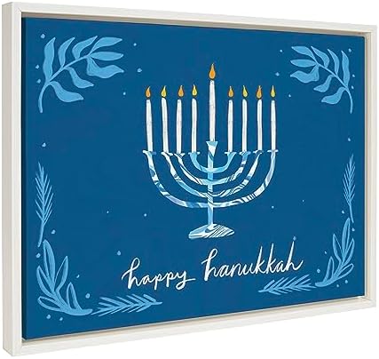 Kate and Laurel Sylvie Hanukkah Framed Canvas Wall Art