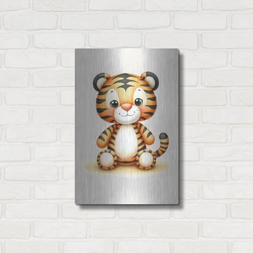 Cuddly Tiger Metal Wall Art 16x24 Inches