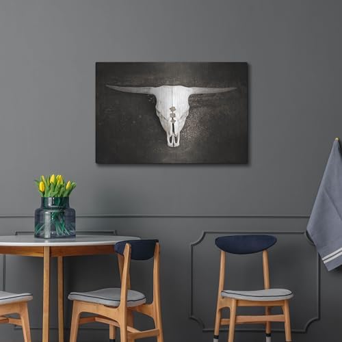 Sepia Cattle Skull Metal Wall Art 36x24