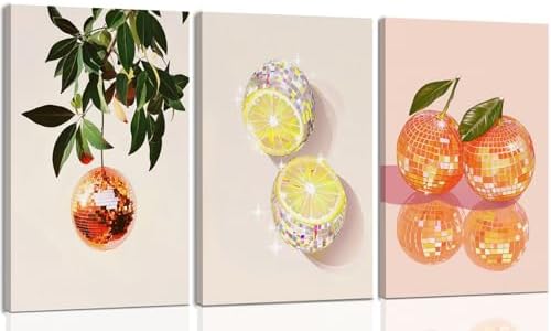 Disco Ball and Fruit Canvas Wall Art 12x16 Inches