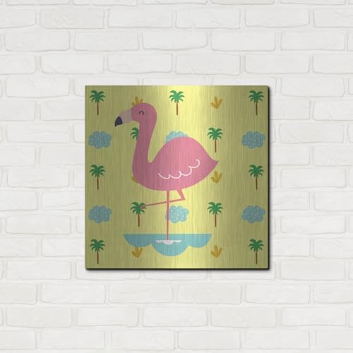 Cute Flamingo Metal Wall Art 24x24