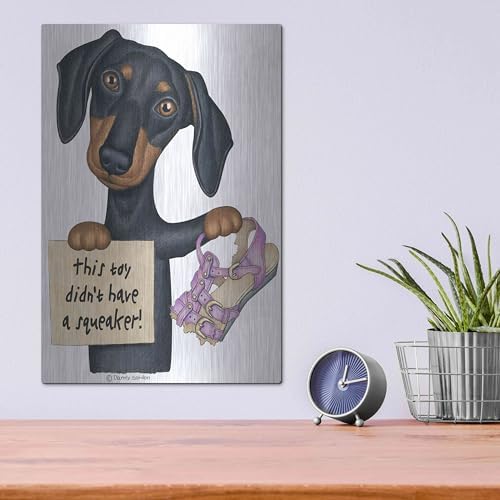 Squeaky Black Dachshund Metal Wall Art 12x16