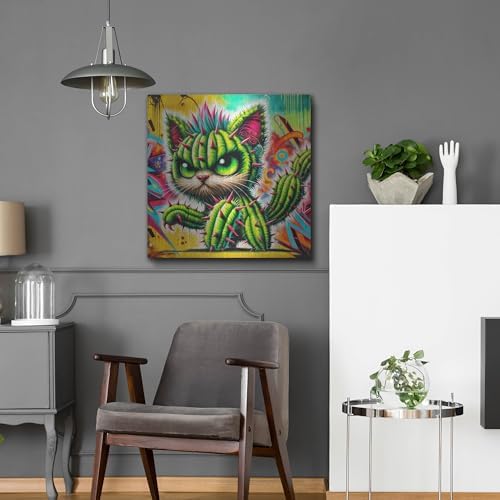 Catctus Cat Metal Wall Art 24x24
