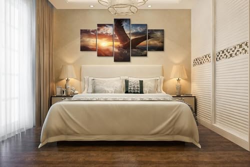 YOUHONG 5 Panel Bald Eagle Wall Art - Modern Decor Canvas Art for Home