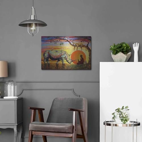 Buddha Rhino Metal Wall Art 24x16