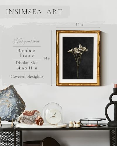InSimSea Gold Bamboo Framed Canvas Wall Art 11x14inch