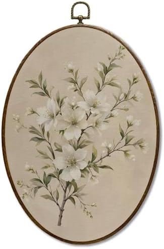 JQF Vintage Floral Oval Wall Decor Framed Print