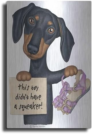 Squeaky Black Dachshund Metal Wall Art 12x16