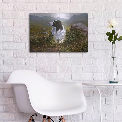 Thoughtful Border Collie Metal Wall Art 24x16