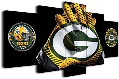 Green Bay Packers Football Poster Canvas Wall Art 5 Pieces