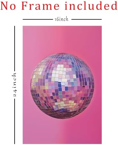 Funky Pink Disco Ball Wall Art Poster 16x24inch Unframed