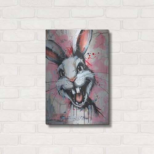 Creepy Bunny Metal Wall Art 16x24 Inch