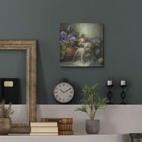 Pit Bull Pups Metal Wall Art 12x12