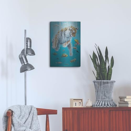 Diving Tiger Metal Wall Art by Heather Gauthier