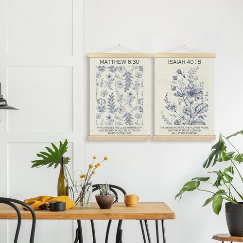 BCUANGD Christian Wall Decor - Wildflower Bible Verse Art Poster with Wood Frame 12x16 Inches