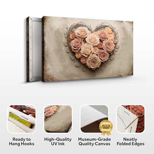 Floral Heart Wall Art III 12x18 - Heart Decor for Home