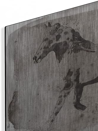 Dark Brown Horse Running Metal Wall Art 16x12