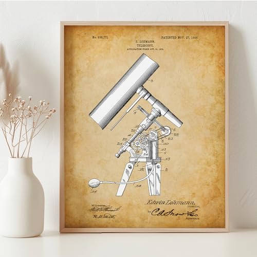 Antique Telescope Patent Print - 11x14 Framed Art Poster