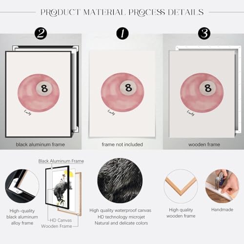 SFAOHPR Vintage Pool Ball Wall Art Retro 12x16inch Poster