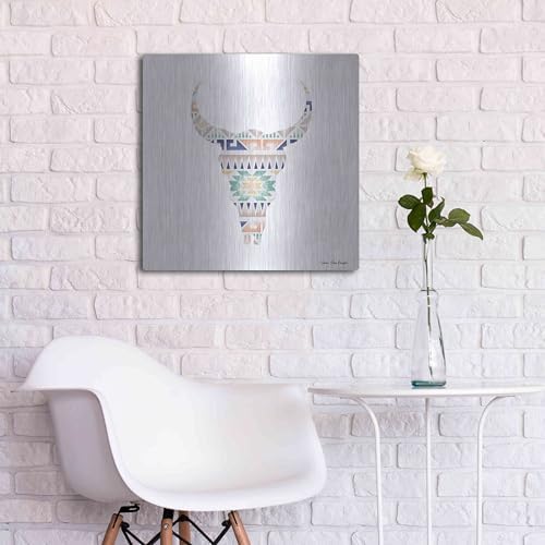 Aztec Cow Head Metal Wall Art 24x24