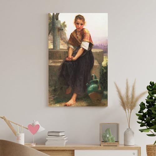 William Adolphe Bouguereau The Broken Pitcher Canvas Poster Wall Art 8x12 Inch