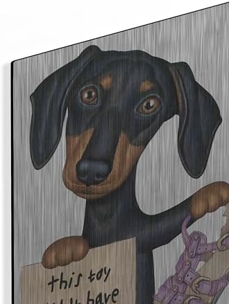 Squeaky Black Dachshund Metal Wall Art 12x16