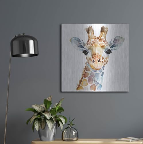 Baby Giraffe Metal Wall Art 24x24 Inches