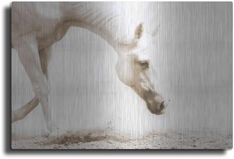 Trail Horse Sepia Metal Wall Art 16x12