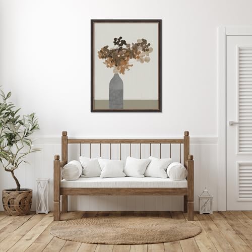 Amanti Art Framed Wall Print 43x33 Rust Brown Dried Flowers In Vase On Table 2 by Cartissi