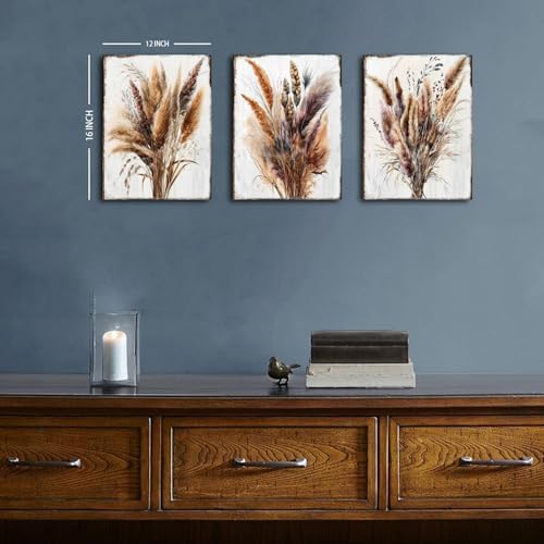 Vintage Botanical Wall Art Boho Decor 12x16 3Pcs