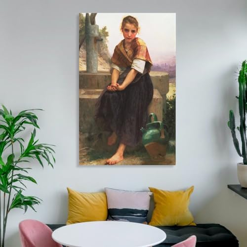 William Adolphe Bouguereau The Broken Pitcher Canvas Poster Wall Art 8x12 Inch