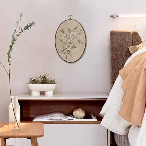 JQF Vintage Floral Oval Wall Decor Framed Print