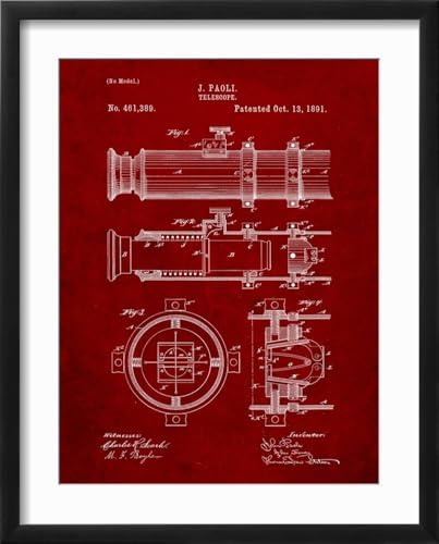 Telescope Vintage Patent 1891 Wall Art Print by Cole Borders