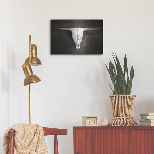 Sepia Cattle Skull Metal Wall Art 24x16