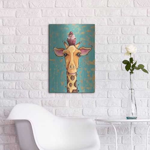 Giraffe With Cherry on Top Metal Wall Art 16x24 1