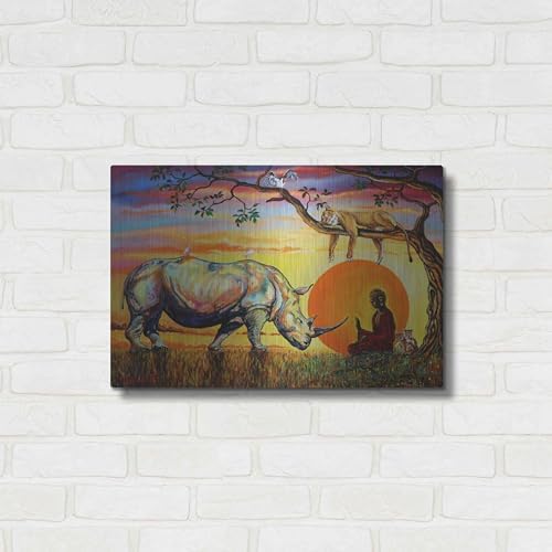 Buddha Rhino Metal Wall Art 24x16