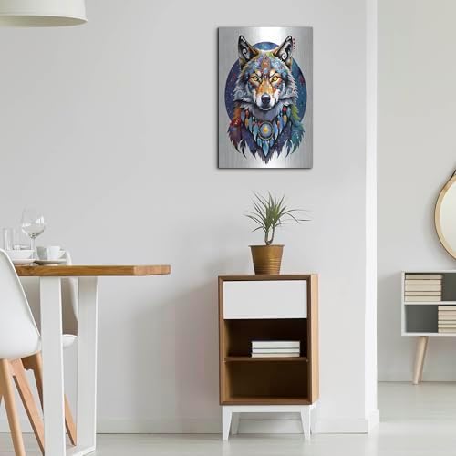 Celestial Wolf Metal Wall Art by Dean Russo 16x24