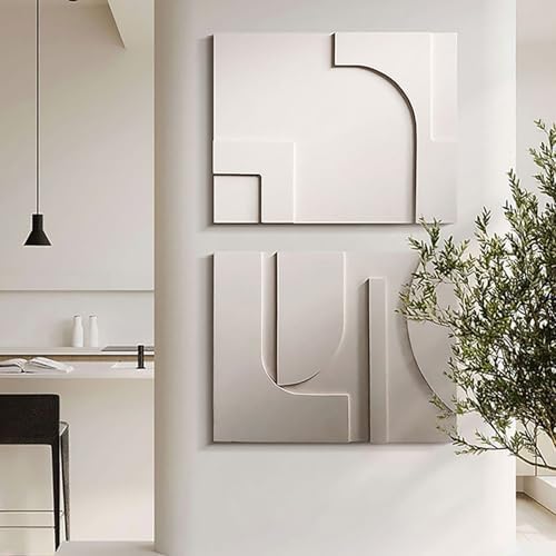 Homary 2-Piece White Japandi Wall Art Set
