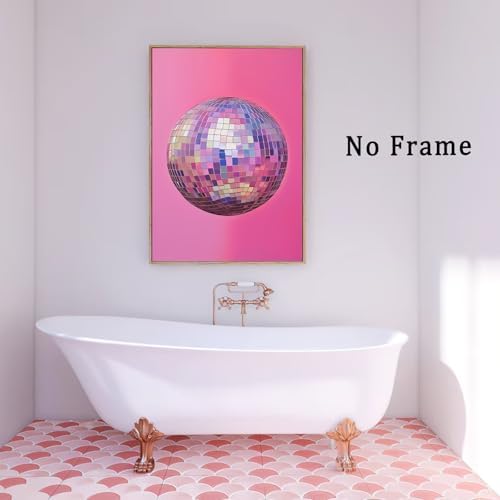 Funky Pink Disco Ball Wall Art Poster 16x24inch Unframed