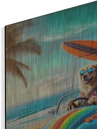 Beach Dog Surf Metal Wall Art 24x24