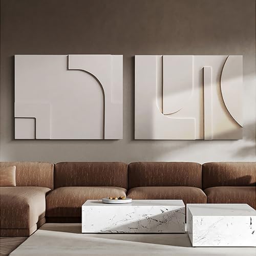 Homary 2-Piece White Japandi Wall Art Set