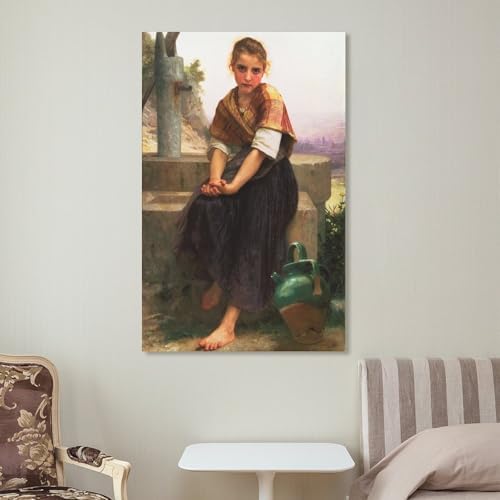 William Adolphe Bouguereau The Broken Pitcher Canvas Poster Wall Art 8x12 Inch
