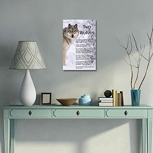 Wolf Wall Art Canvas Framed - Motivational Quotes Wolf Decor for Office and Bedroom