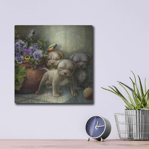 Pit Bull Pups Metal Wall Art 12x12